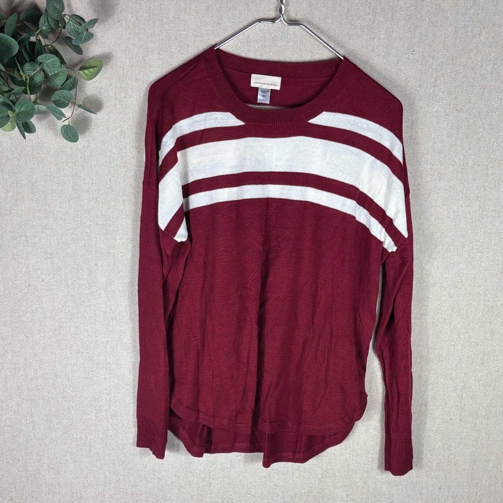 Canyon River Blues > Maroon and White Striped Long Sleeve Top Large